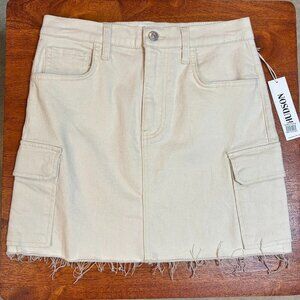Hudson Jeans Denim Cargo Skirt in Ecru Off White - Size 26 - NWT